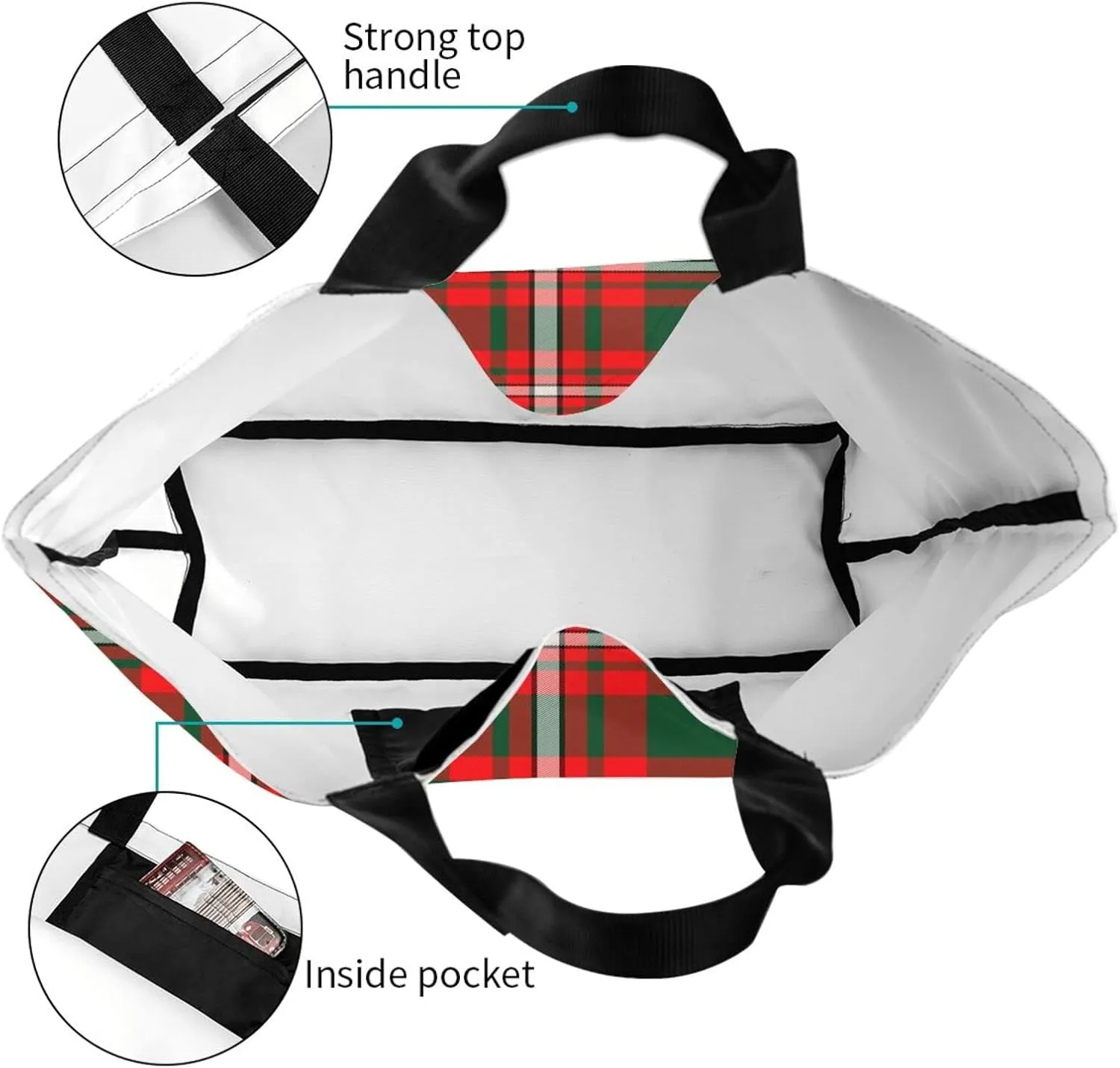 Tartan Tote Bag For Women Weekender Travel Bag Reusable Grocery Bags Large Totes Handbags
