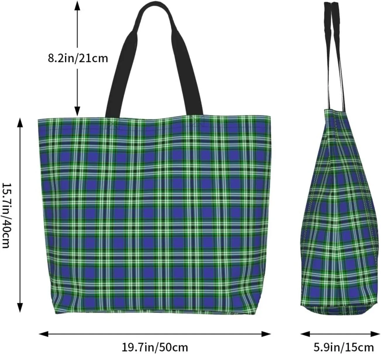 Tartan Tote Bag For Women Weekender Travel Bag Reusable Grocery Bags Large Totes Handbags