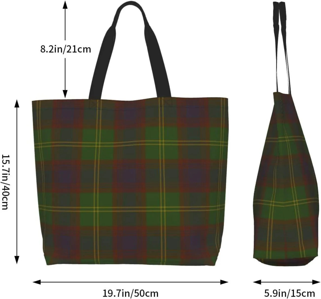 Tartan Tote Bag For Women Weekender Travel Bag Reusable Grocery Bags Large Totes Handbags