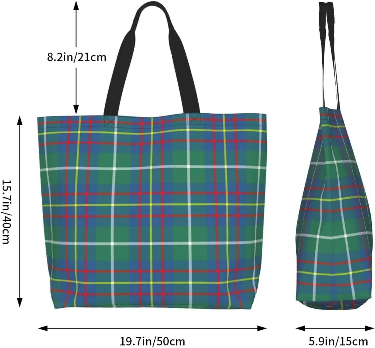 Tartan Tote Bag For Women Weekender Travel Bag Reusable Grocery Bags Large Totes Handbags