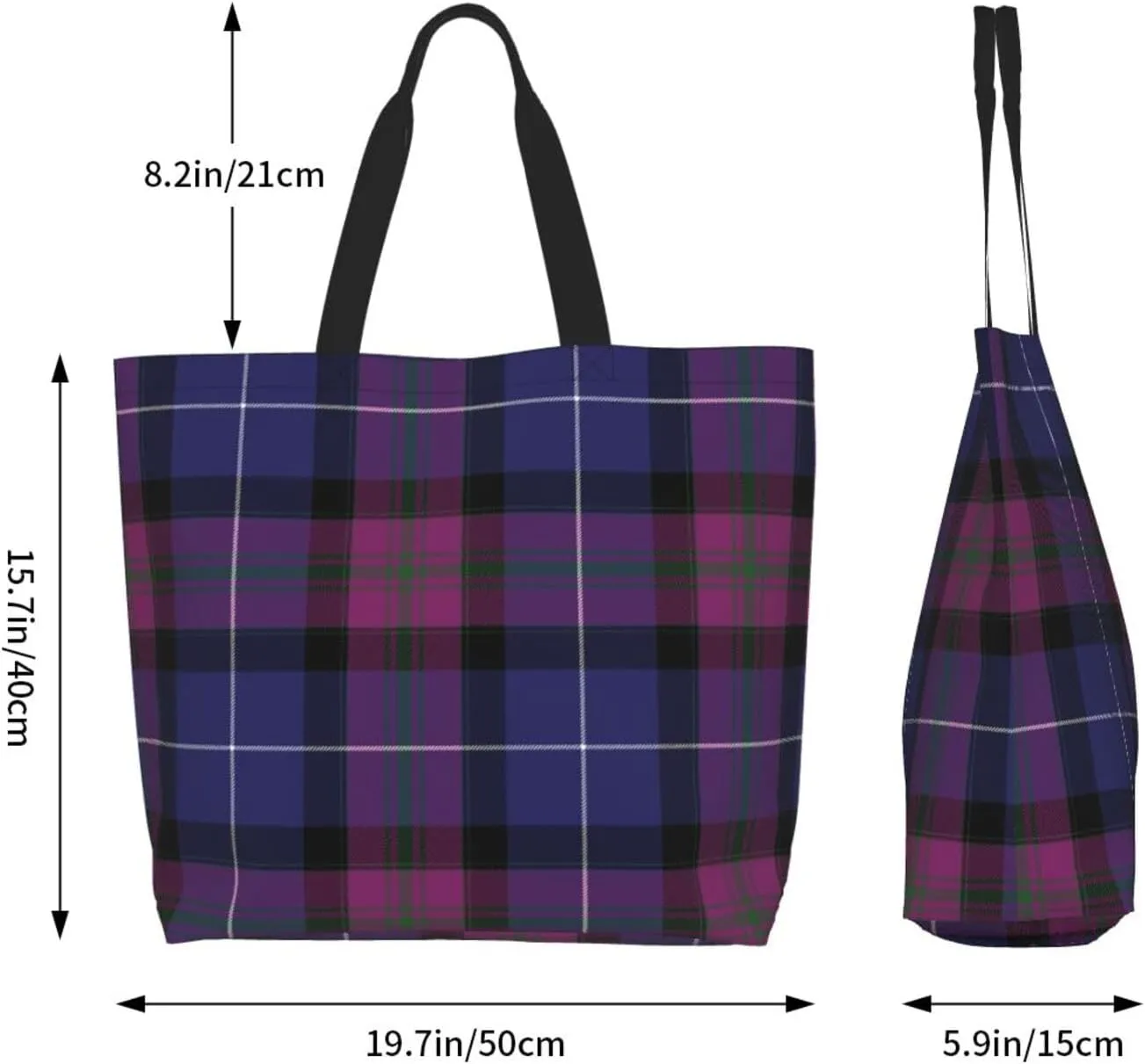 Tartan Tote Bag For Women Weekender Travel Bag Reusable Grocery Bags Large Totes Handbags