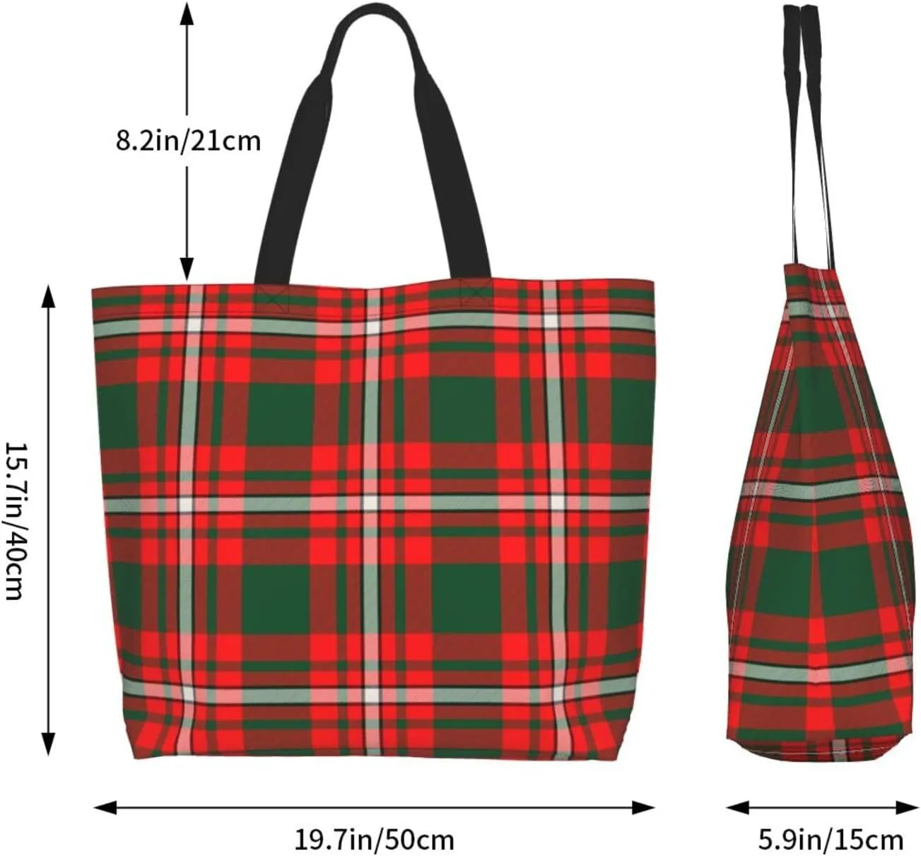 Tartan Tote Bag For Women Weekender Travel Bag Reusable Grocery Bags Large Totes Handbags