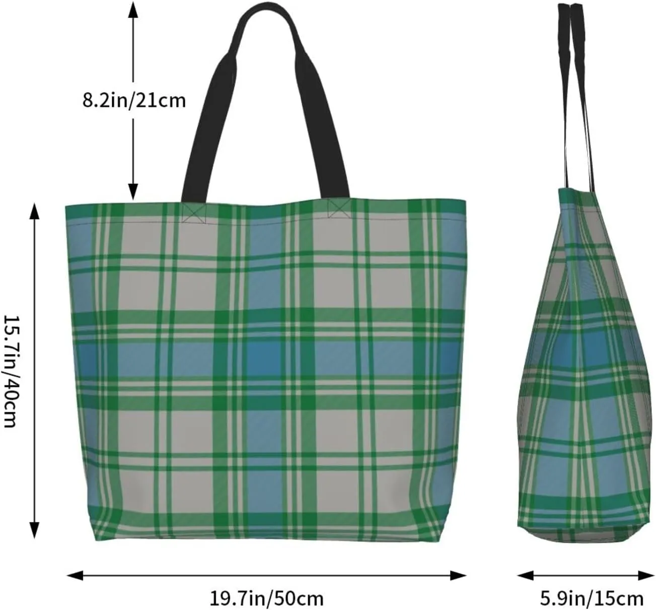 Tartan Tote Bag For Women Weekender Travel Bag Reusable Grocery Bags Large Totes Handbags