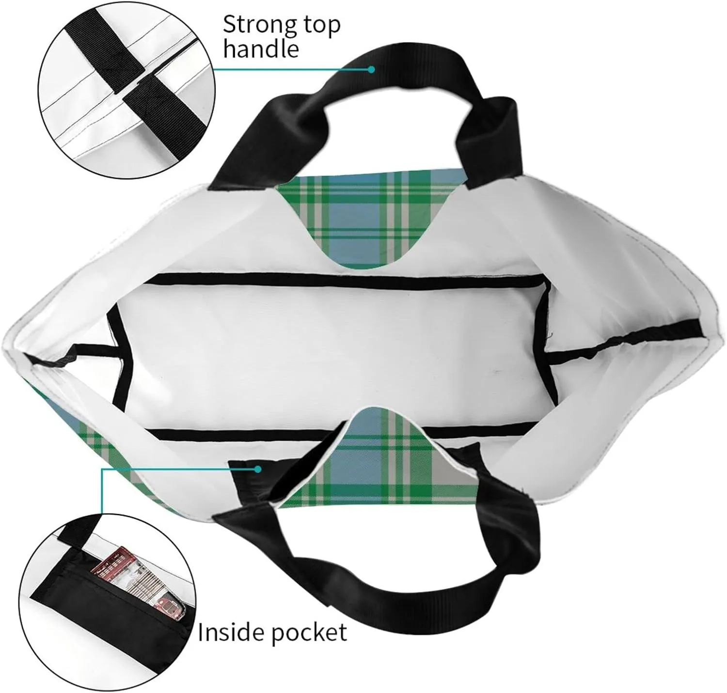 Tartan Tote Bag For Women Weekender Travel Bag Reusable Grocery Bags Large Totes Handbags