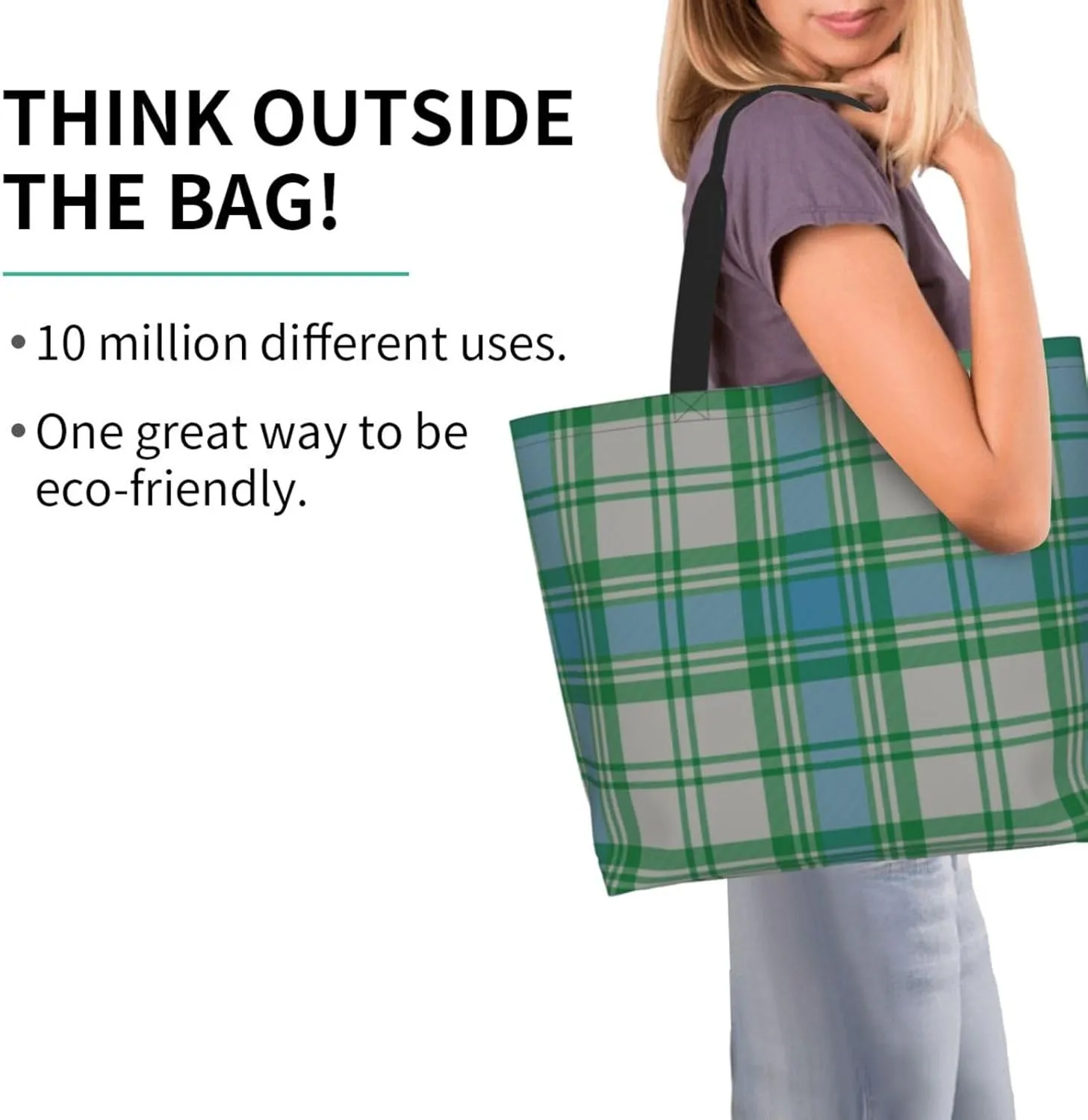 Tartan Tote Bag For Women Weekender Travel Bag Reusable Grocery Bags Large Totes Handbags