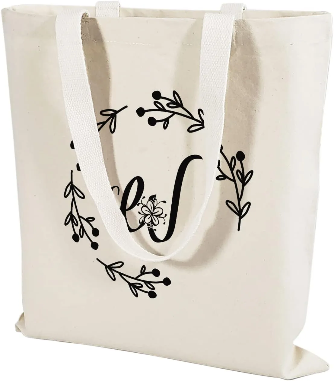 TBF Sturdy Canvas Personalized Initial Gift Tote Bags for Women