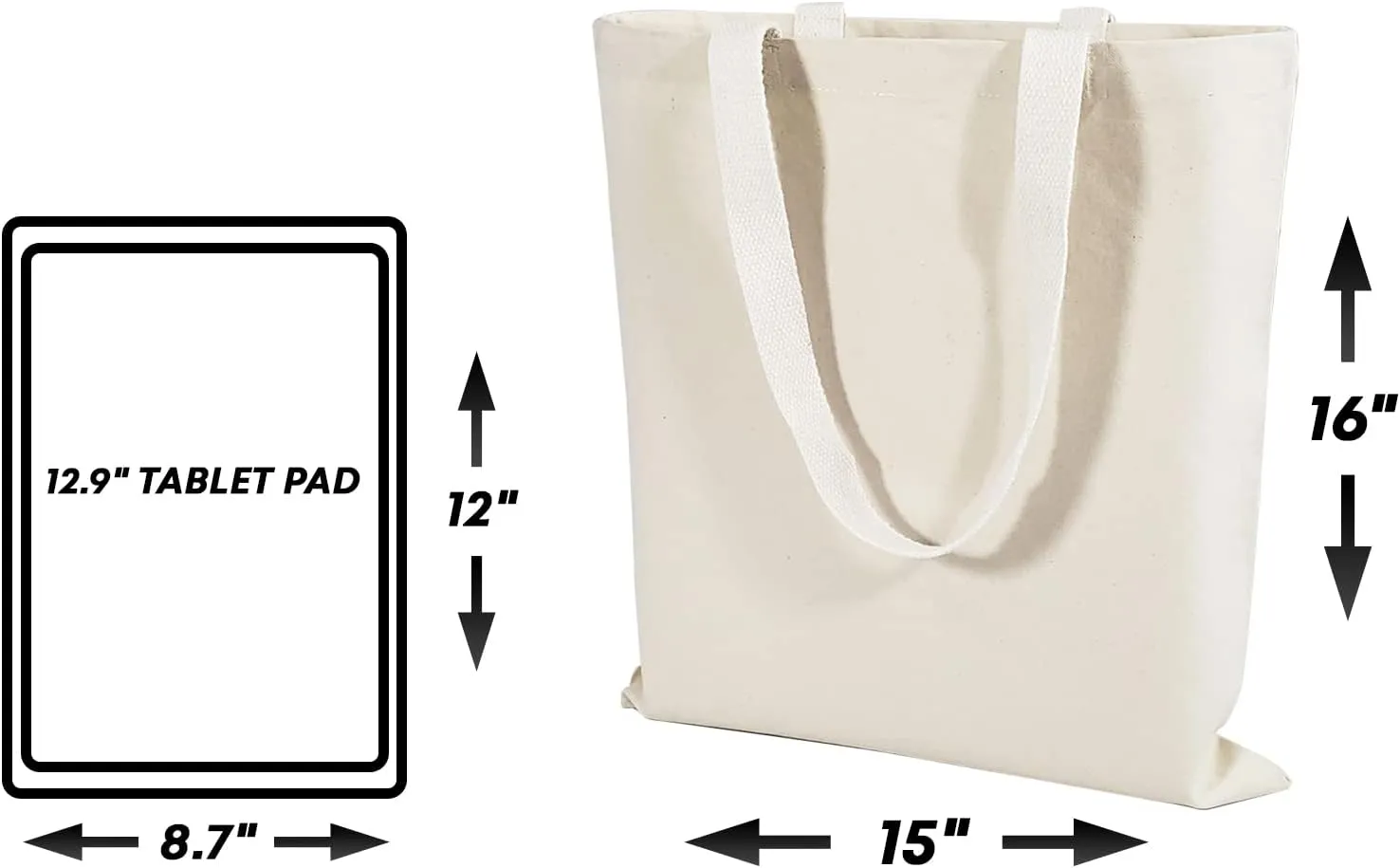 TBF Sturdy Canvas Personalized Initial Gift Tote Bags for Women