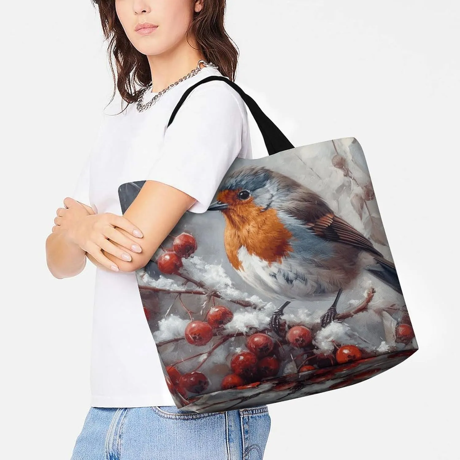 Teal Gray Rose Beach Bag Reusable Tote Bag Foldable Grocery Bags Women Shopping Bags for Daily Essentials