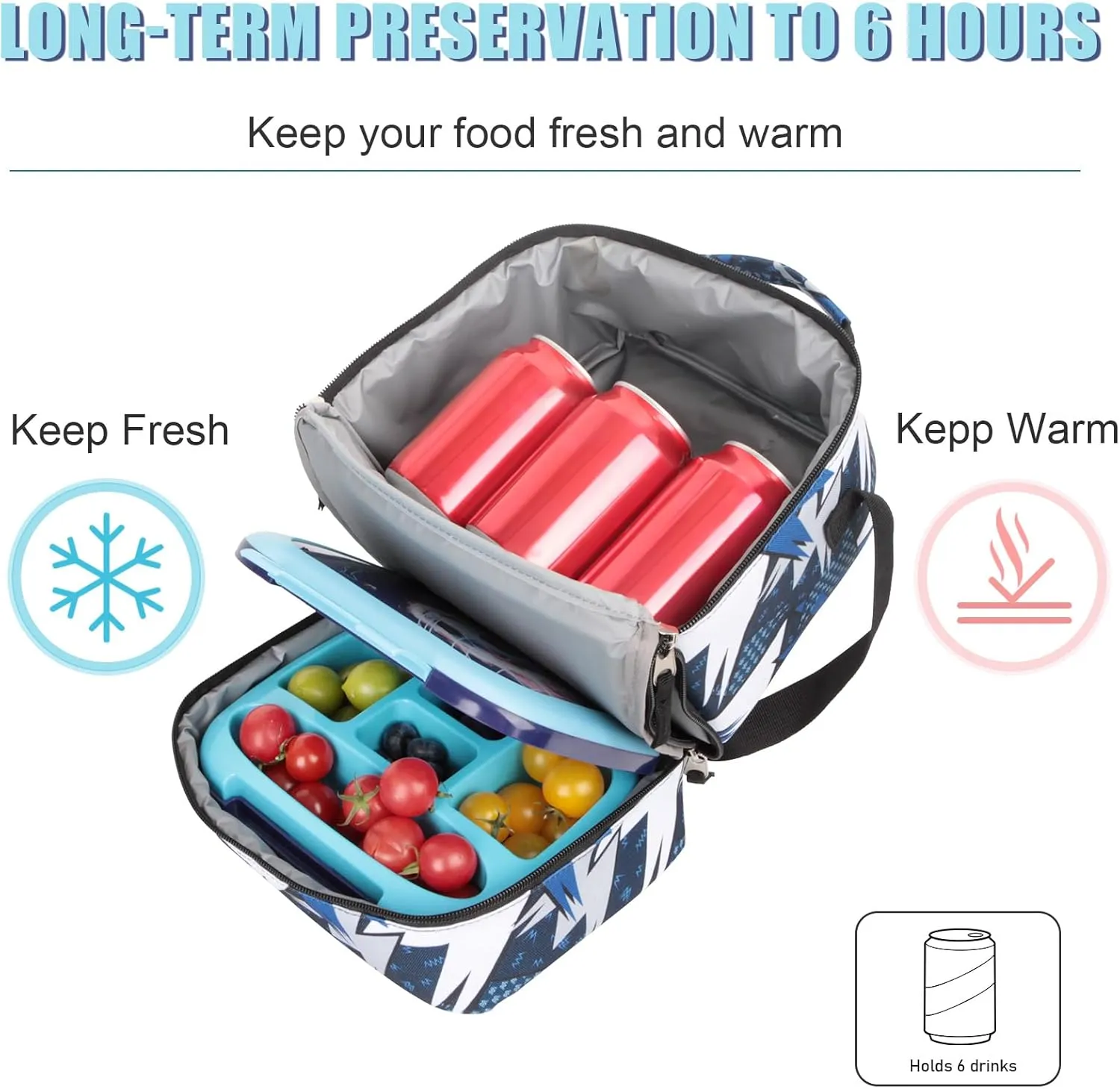 Tilami Rolling Backpack & Lunch bag for Kids 19 Inch Wheeled Bookbag for Boys & Girls for School & Travel,Arts Blue