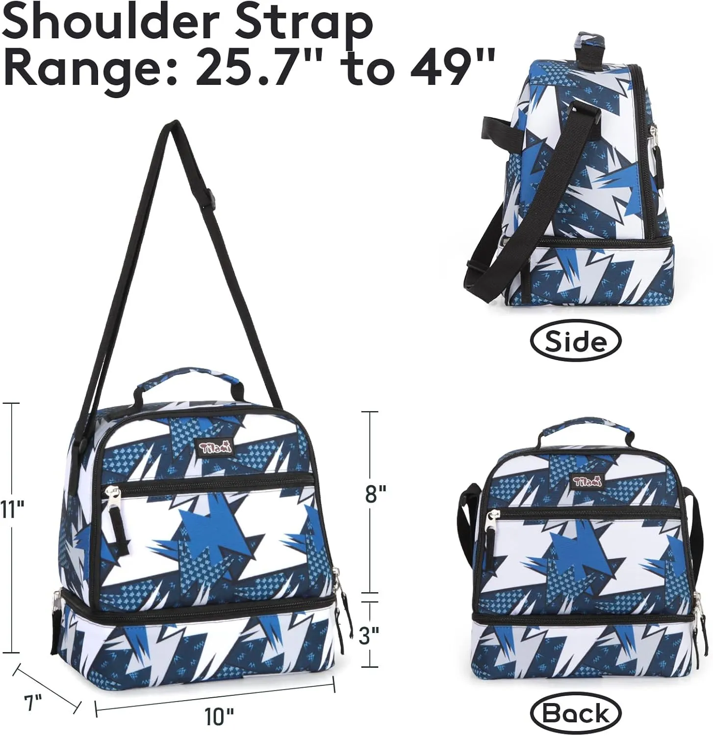 Tilami Rolling Backpack & Lunch bag for Kids 19 Inch Wheeled Bookbag for Boys & Girls for School & Travel,Arts Blue