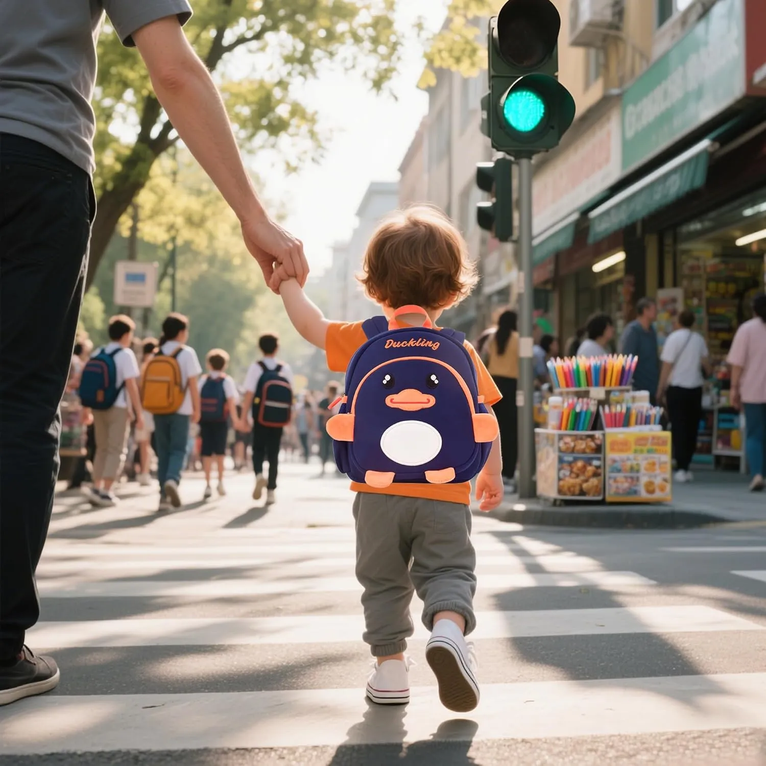 Toddler Backpacks for Boys 2-4 Cute 3D Kids Duck Schoolbag with Baby Leash for Small Preschool Kindergarten Bookbag Cartoon Mini Travel Bags 10inch (Dark Blue)