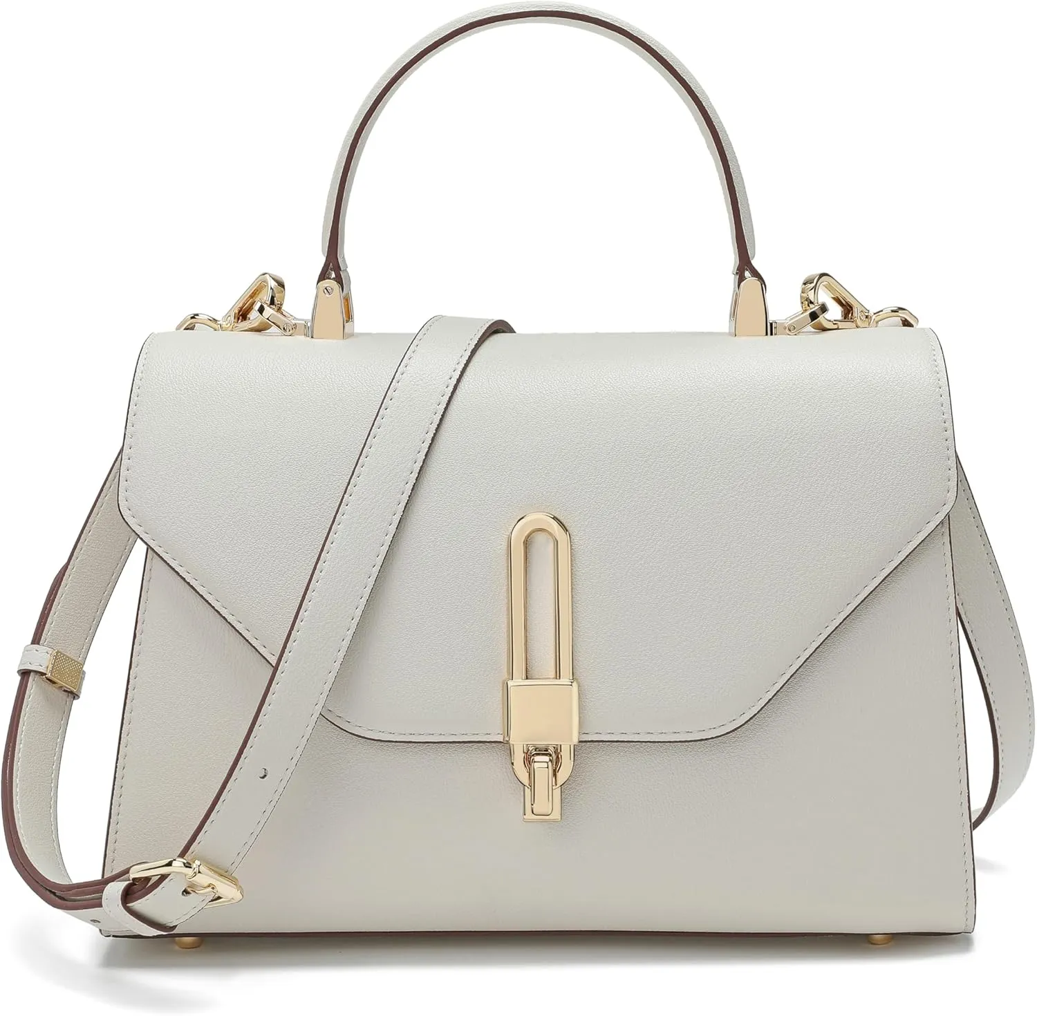 Top Handle Bag Fashion Leather Satchel Bag for Ladies, Zipper Pocket, MetalLeather tote bag for Women.