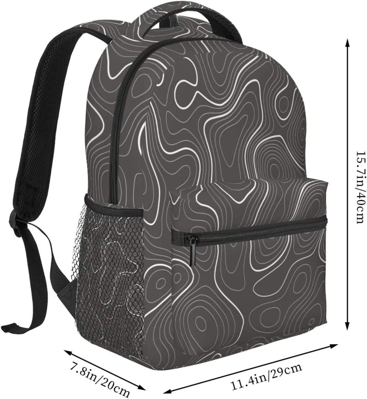 Topography Contour Map Backpack for Men Women, Travel Laptop Backpack Computer Bag Daypack for Business Work Weekender
