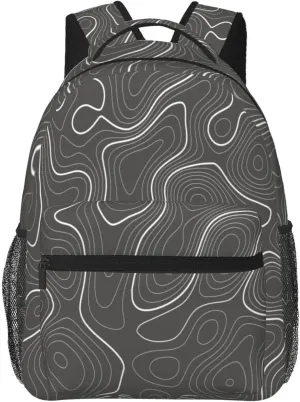 Topography Contour Map Backpack for Men Women, Travel Laptop Backpack Computer Bag Daypack for Business Work Weekender