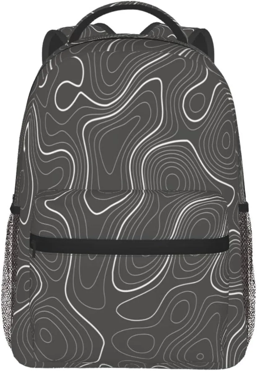 Topography Contour Map Backpack for Men Women, Travel Laptop Backpack Computer Bag Daypack for Business Work Weekender