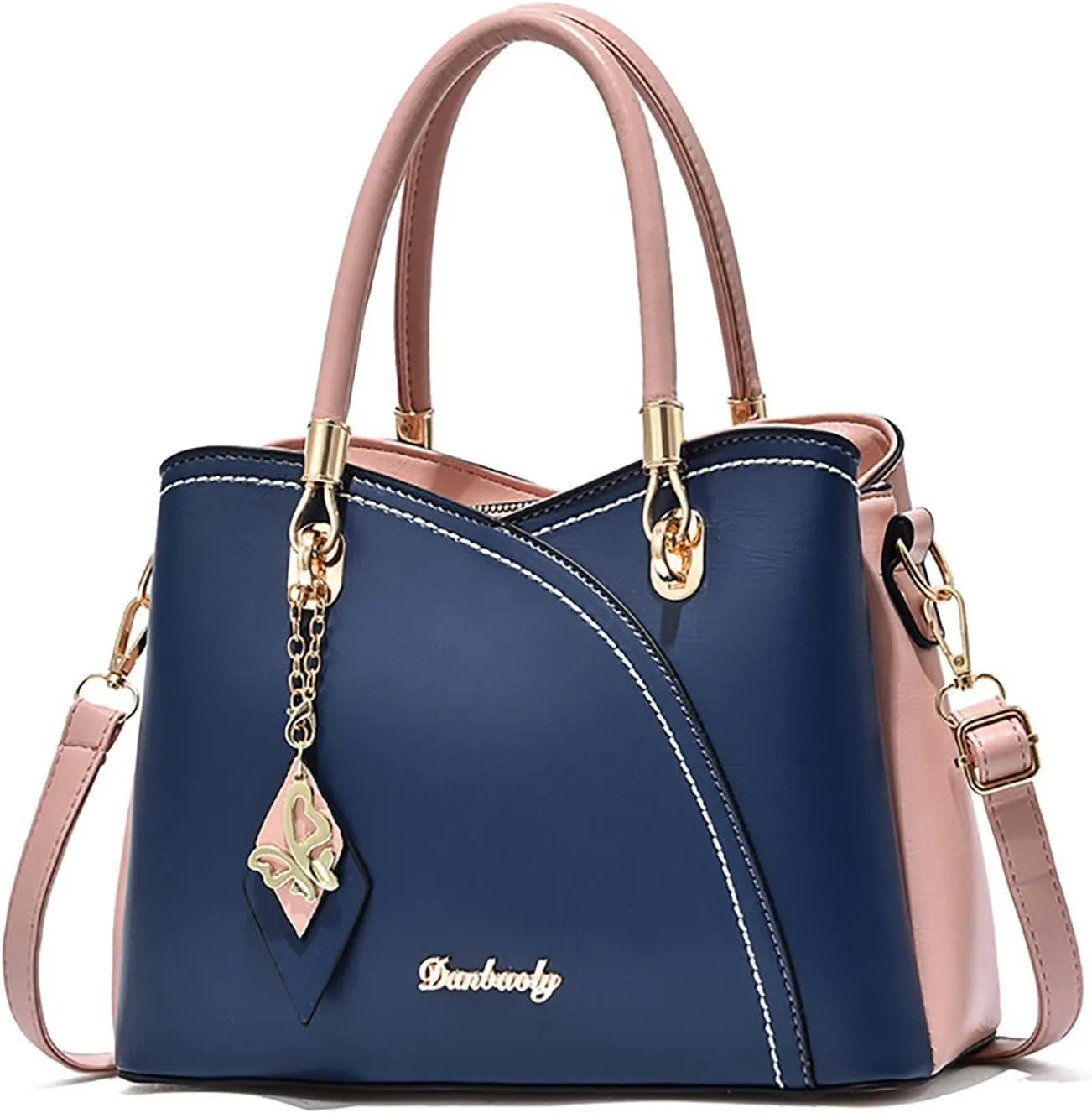 Tote Bag and Wallet Shoulder Women Handbag Large Capacity Plaid Contrast Color Middle One Shoulder Messenger Bag