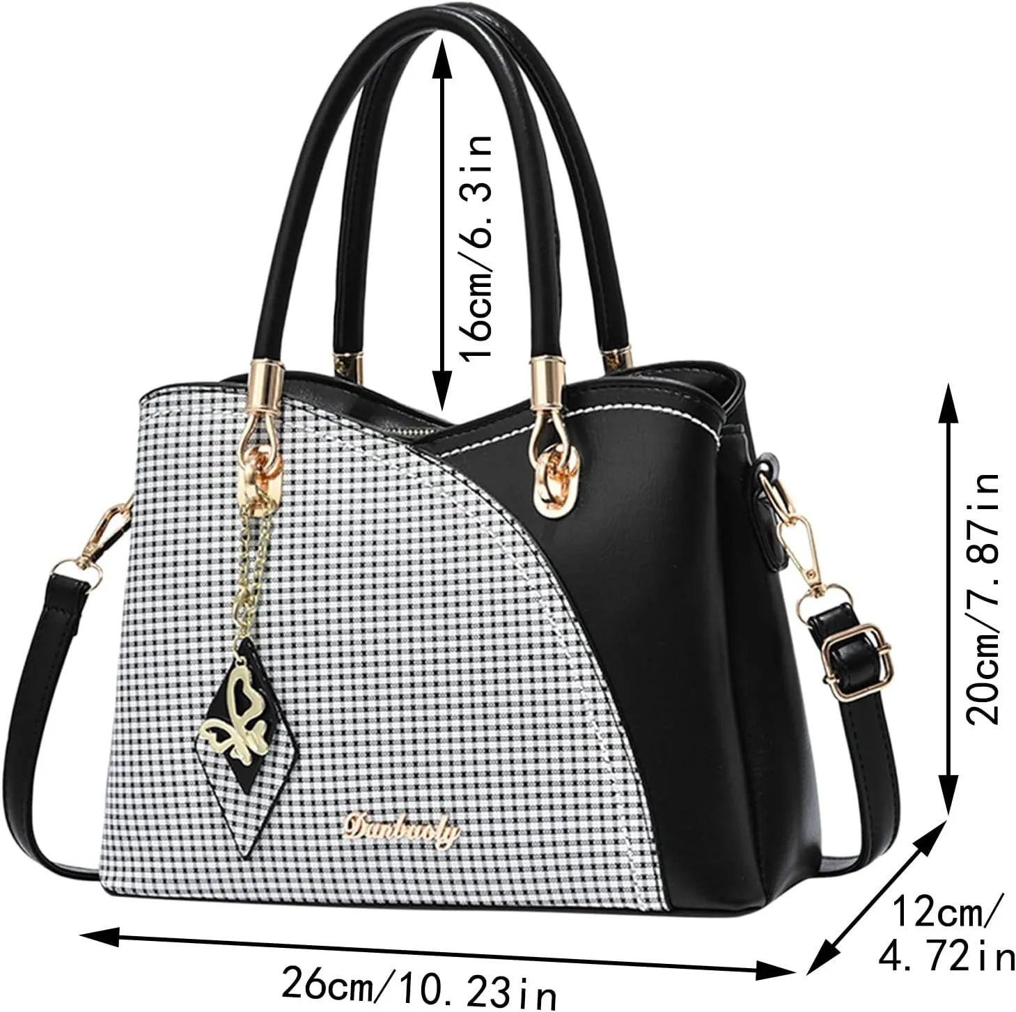 Tote Bag and Wallet Shoulder Women Handbag Large Capacity Plaid Contrast Color Middle One Shoulder Messenger Bag