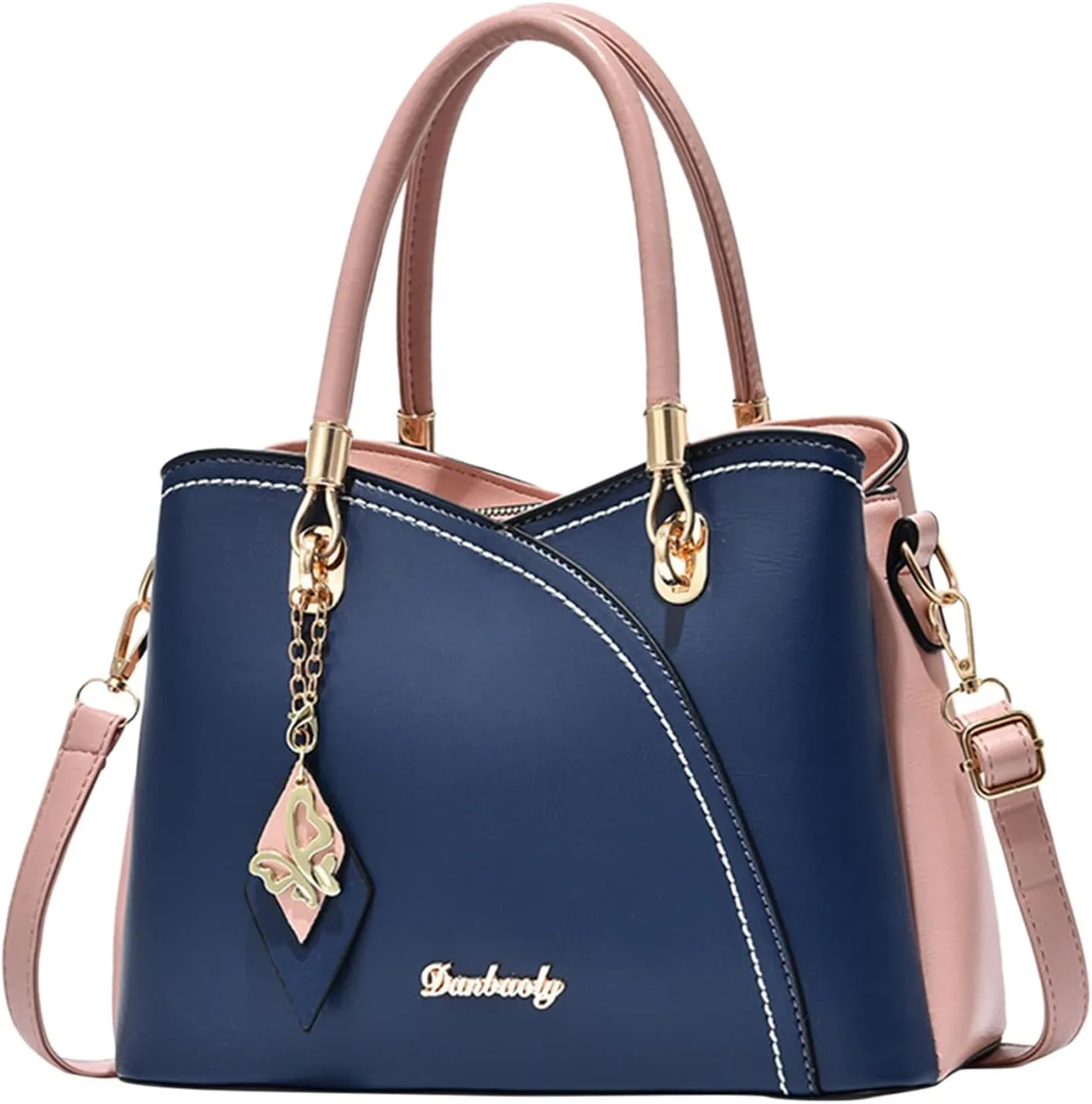 Tote Bag and Wallet Shoulder Women Handbag Large Capacity Plaid Contrast Color Middle One Shoulder Messenger Bag