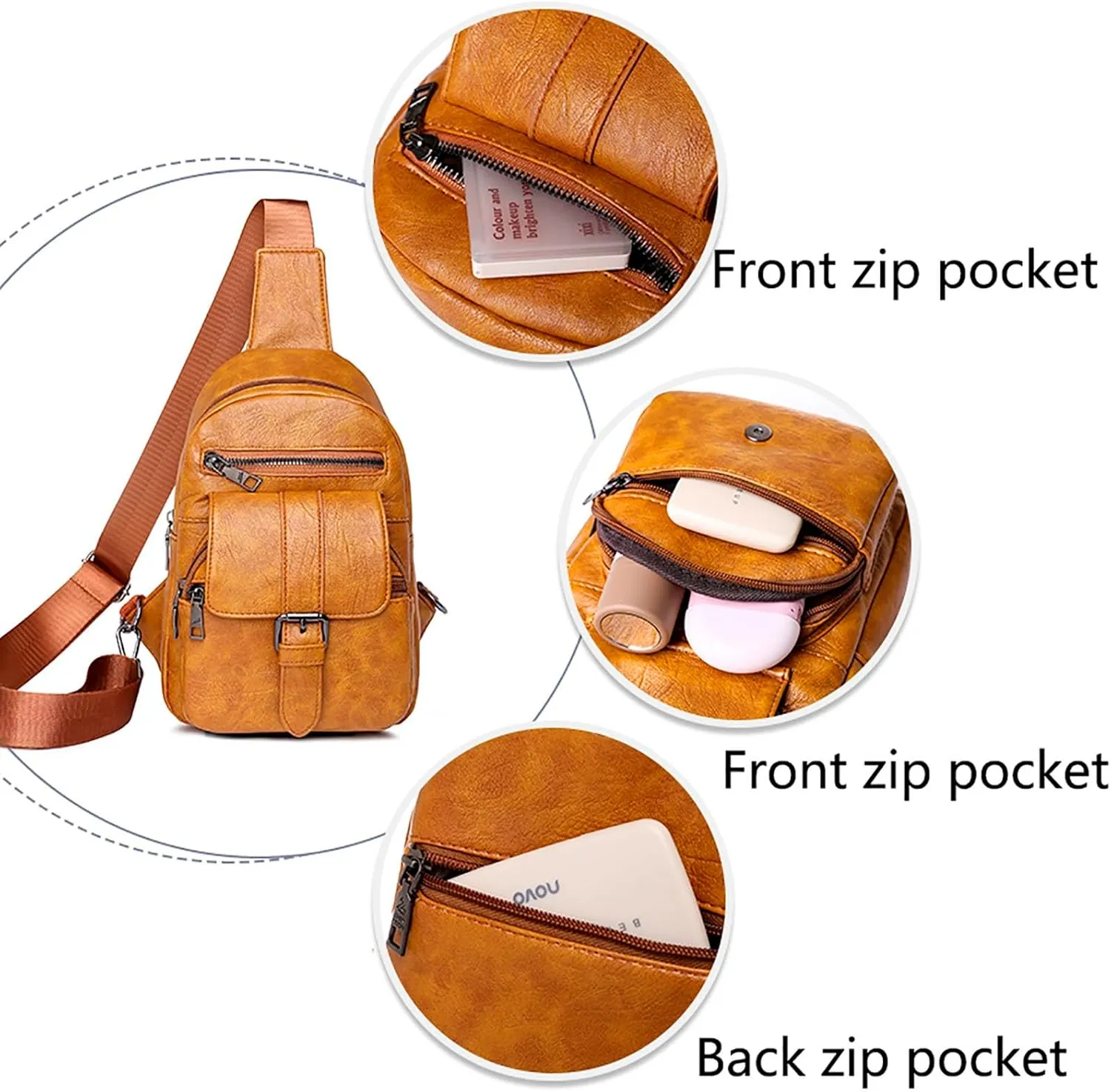 Tote Bag For Women Men Chest Bag Sling Bag Small Crossbody Pu Leather Satchel Day pack Fashion Shoulder Strap Bags U