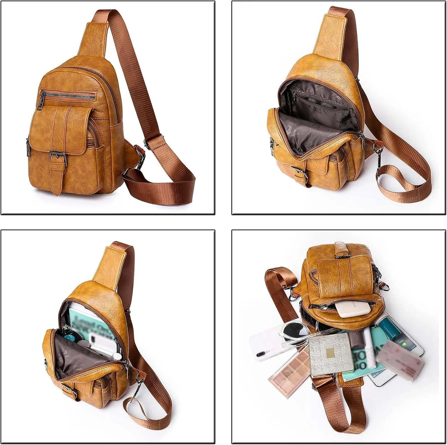 Tote Bag For Women Men Chest Bag Sling Bag Small Crossbody Pu Leather Satchel Day pack Fashion Shoulder Strap Bags U