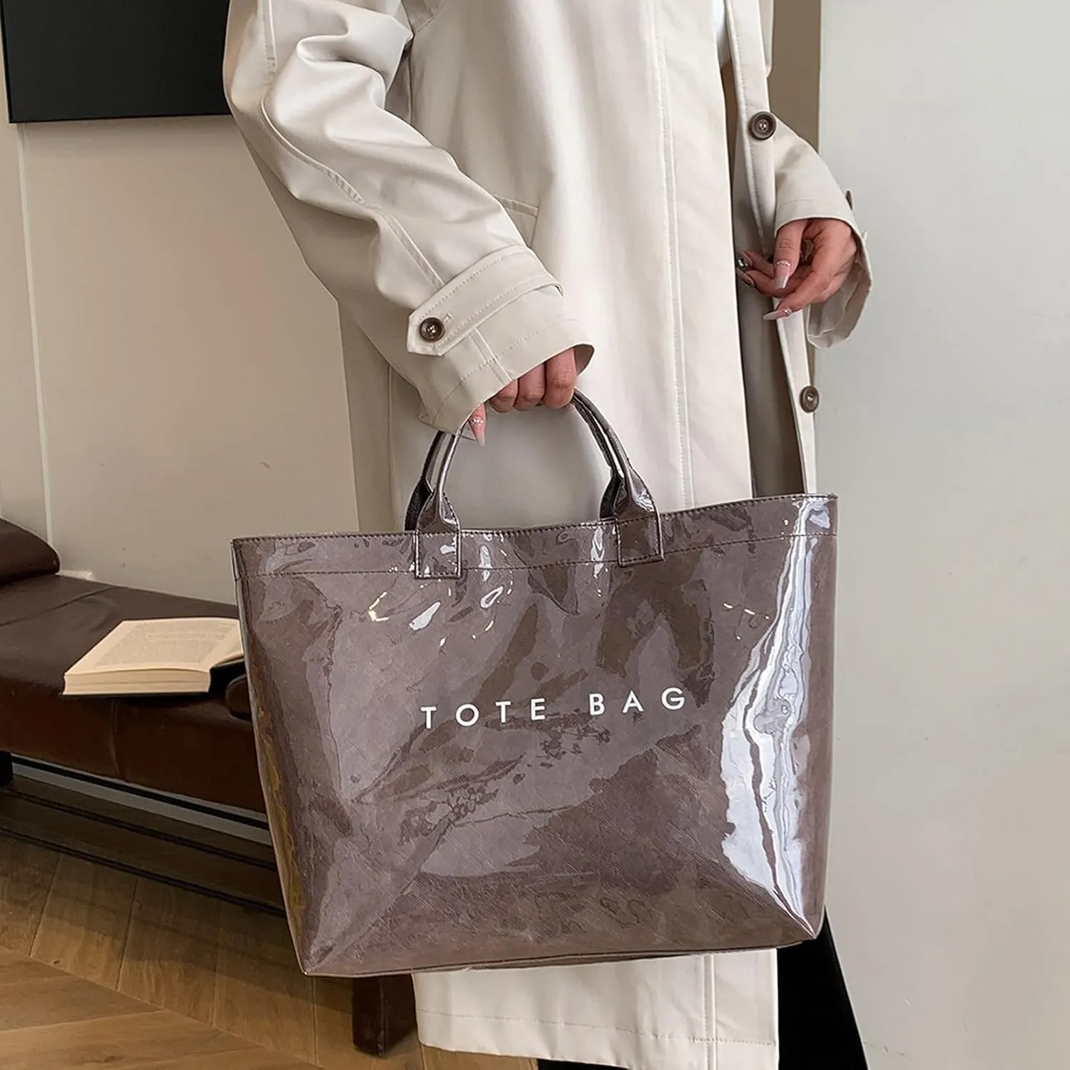 Tote Bag Retro Letter Casual Hundred Handbag Minimalist Transparent Simple Large Capacity Bags Female Work Tote Bags