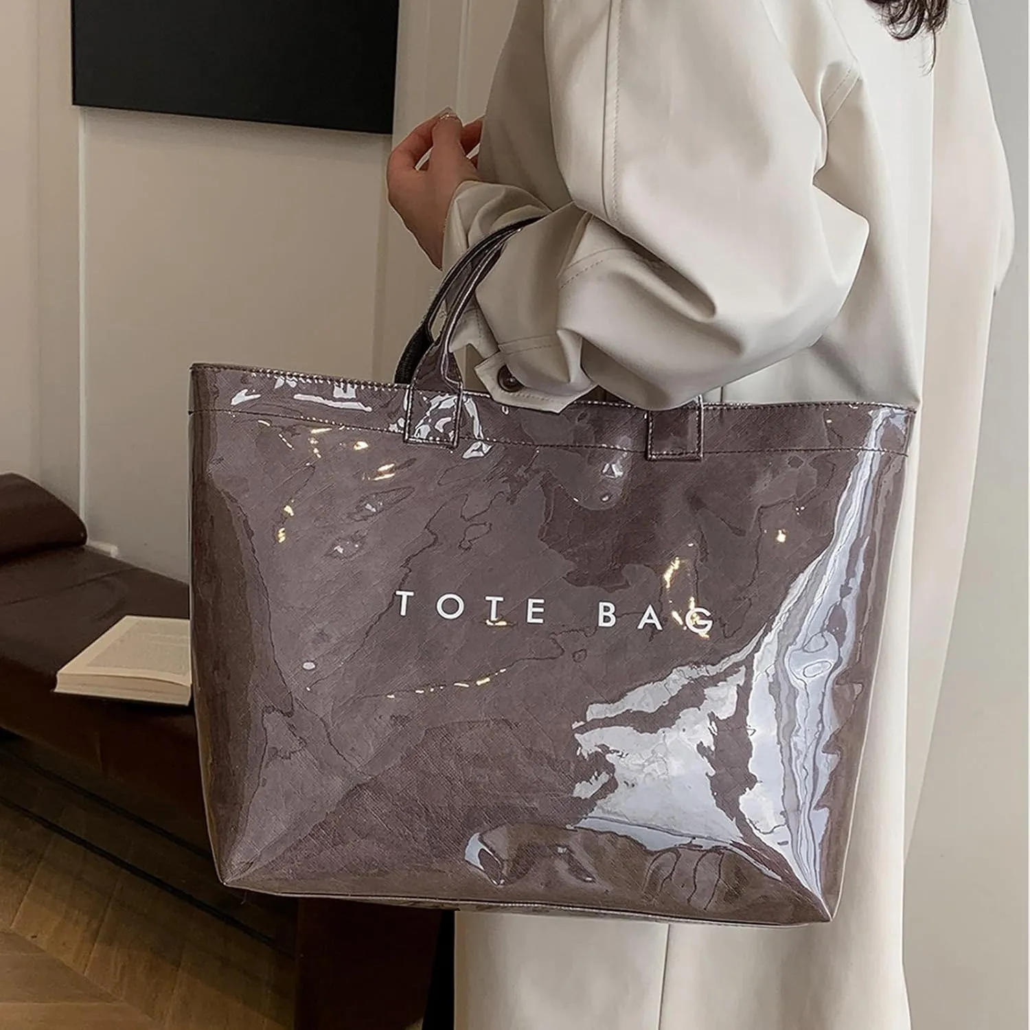 Tote Bag Retro Letter Casual Hundred Handbag Minimalist Transparent Simple Large Capacity Bags Female Work Tote Bags