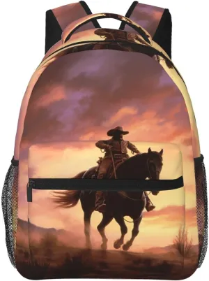 Travel Backpack for Women Men Cowboy West Laptop Backpack Large College Bag Waterproof Casual Daypack