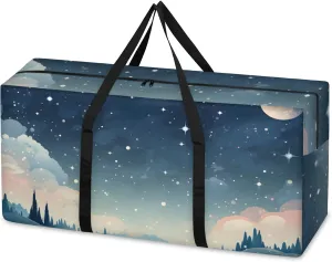 Universe Galaxy Extra Large Moving Bags Heavy Duty Storage Bags Artistic Galaxy Cloth Wrap Around Handles Double Zipper Reusable Convenient Foldable Storage Tote for Travel Camping Space Save