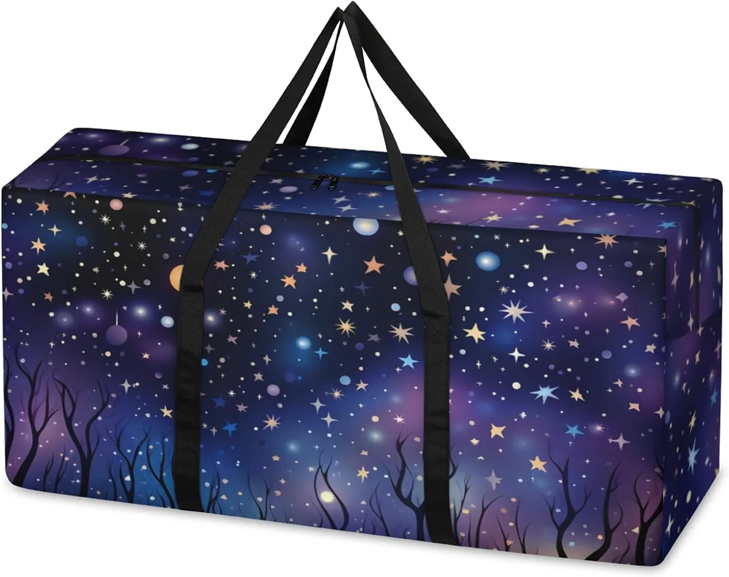 Universe Galaxy Extra Large Moving Bags Heavy Duty Storage Bags Bright Galaxy Cloth Wrap Around Handles Double Zipper Reusable Convenient Foldable Storage Tote for Travel Camping Space Save
