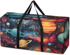 Universe Galaxy Extra Large Moving Bags Heavy Duty Storage Bags Colorful Galaxy Cloth Wrap Around Handles Double Zipper Reusable Convenient Foldable Storage Tote for Travel Camping Space Save