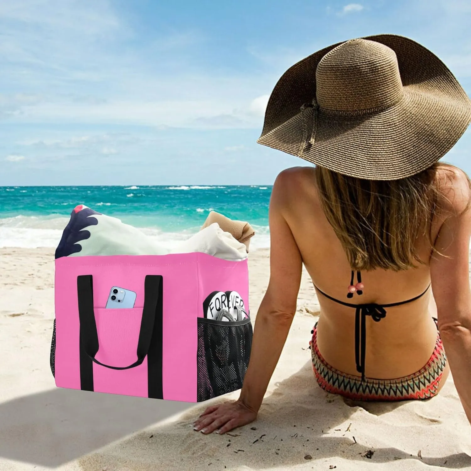 Utility Bags And Totes Collapsable Beach Tote Sandproof with Handles Laundry Bag Tote
