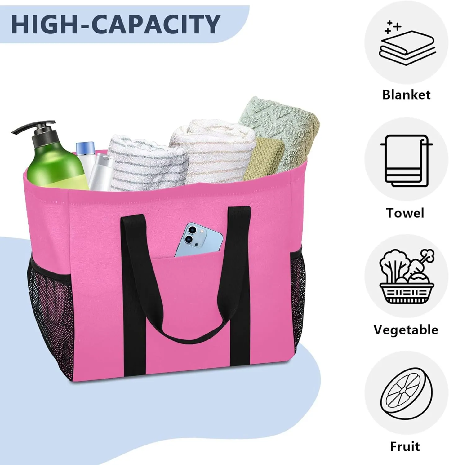 Utility Bags And Totes Collapsable Beach Tote Sandproof with Handles Laundry Bag Tote