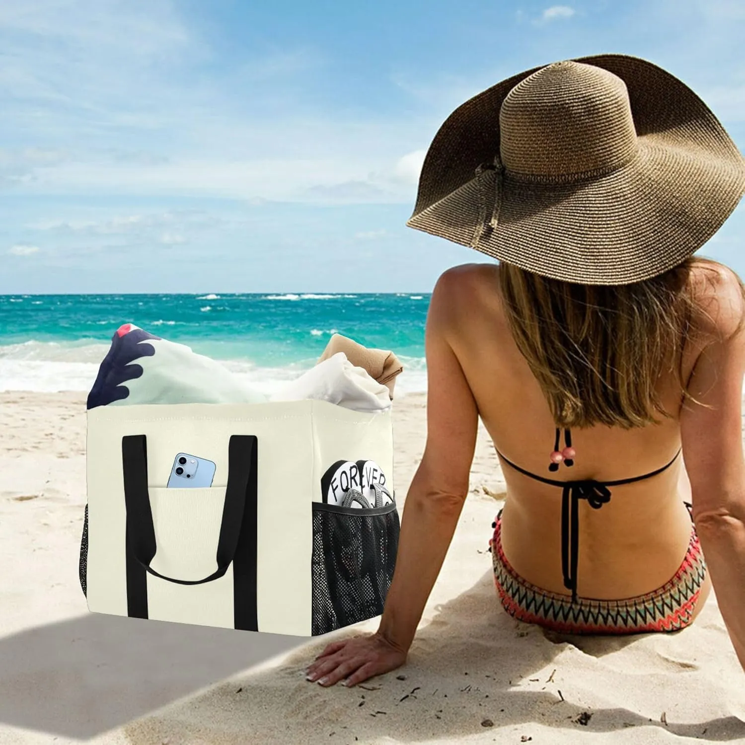 Utility Bags And Totes Collapsable Beach Tote Sandproof with Handles Laundry Bag Tote