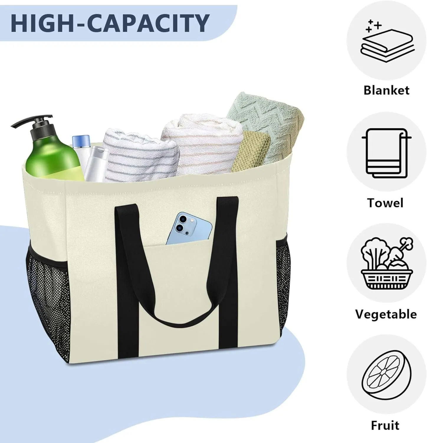 Utility Bags And Totes Collapsable Beach Tote Sandproof with Handles Laundry Bag Tote