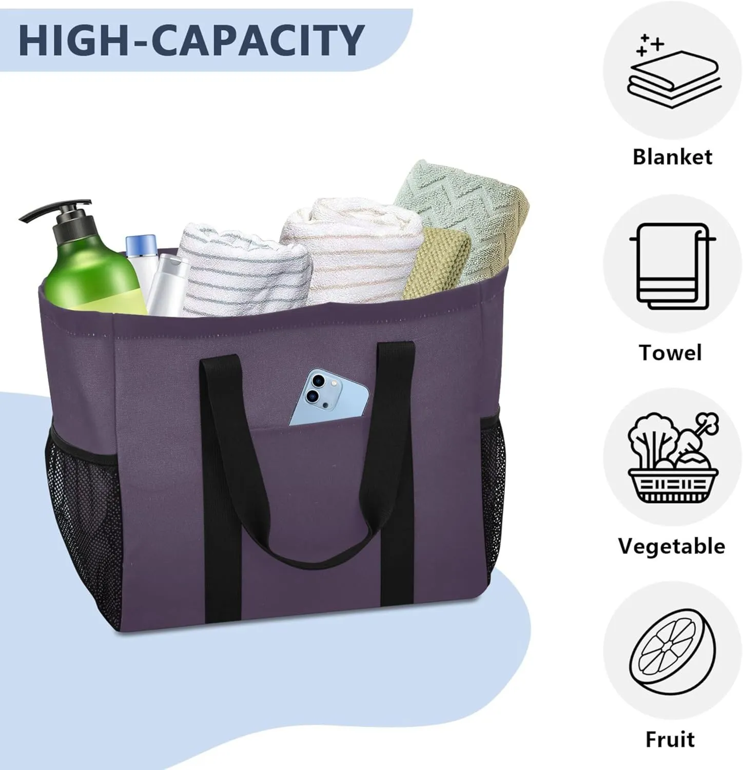 Utility Bags And Totes Foldable Large Beach Bag With Compartments with Handles Car Tote