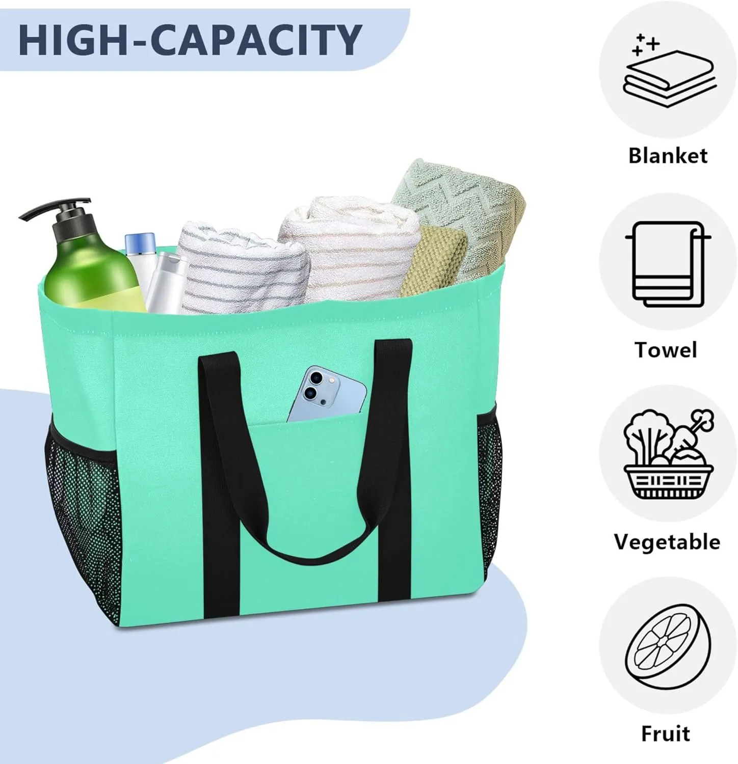 Utility Bags And Totes Foldable Large Beach Bag With Compartments with Handles Car Tote