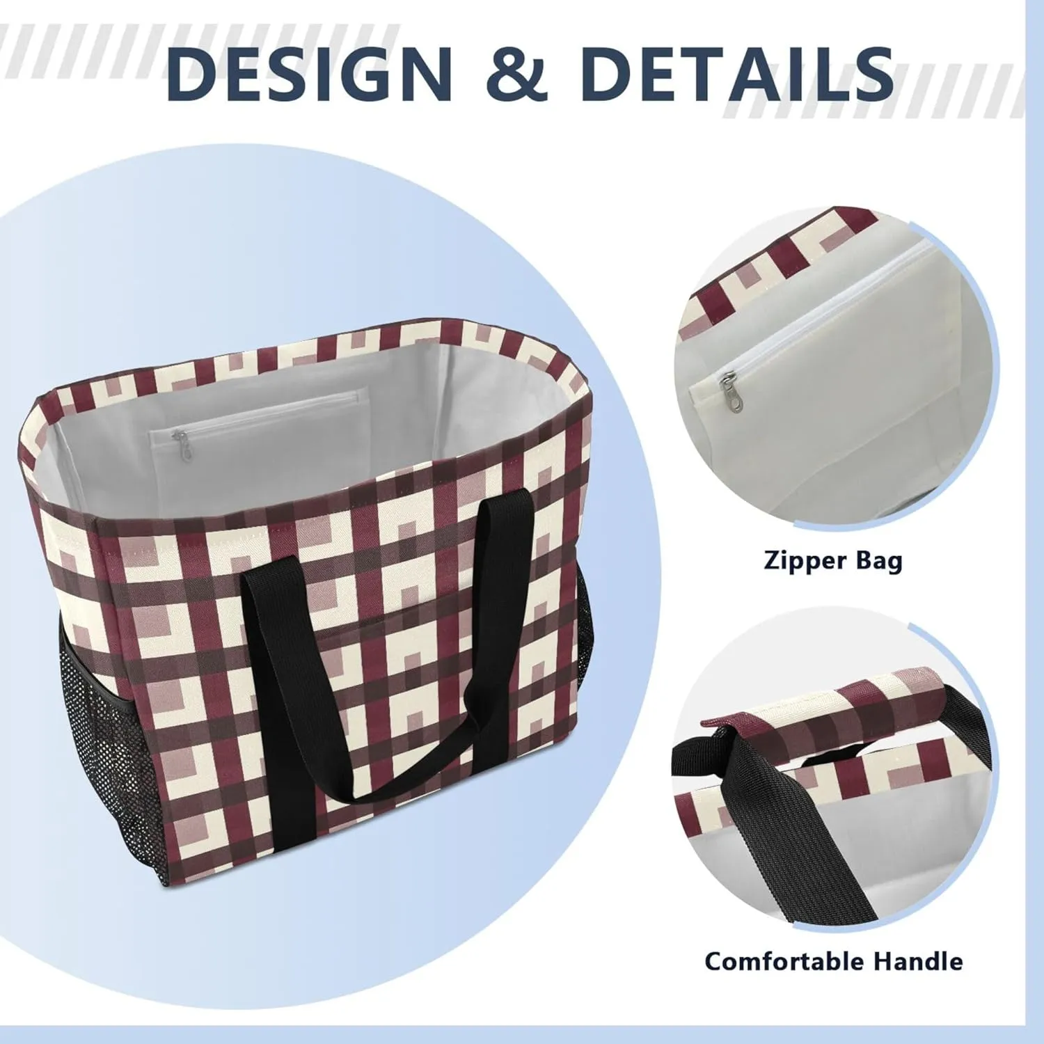 Utility Tote Bag For Women Collapsable Beach Bag With Compartments with Handles Laundry Tote Bag