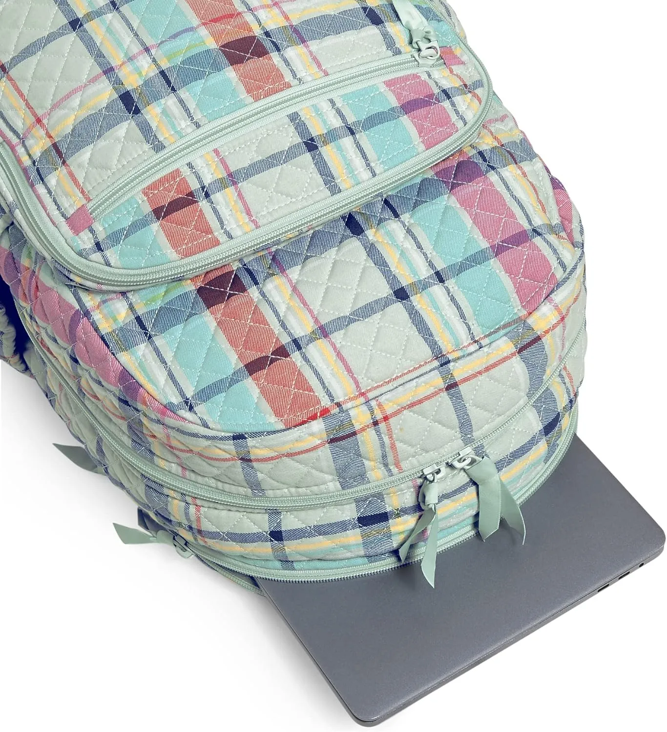 Vera Bradley Women's Cotton Campus Backpack, Pastel Plaid - Recycled Cotton, One Size