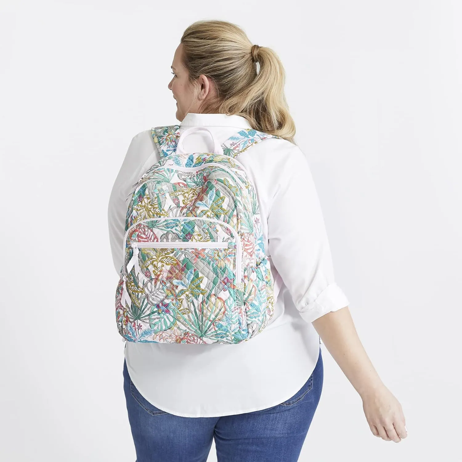 Vera Bradley Women's Cotton Campus Backpack, Pastel Plaid - Recycled Cotton, One Size
