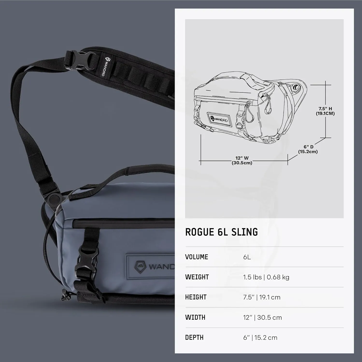 WANDRD ROGUE 6L Sling: Compact Camera Sling and Crossbody Bag with Fast Access, 3-Way Carry Lightweight Everyday Bag Great for Travel, Photography, and Daily Use