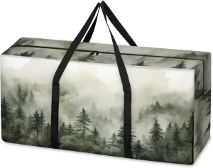 Watercolor Forest Extra Large Moving Bags Heavy Duty Storage Bags Glowing Forest Cloth Wrap Around Handles Double Zipper Reusable Convenient Foldable Storage Tote for Travel Camping Space Save