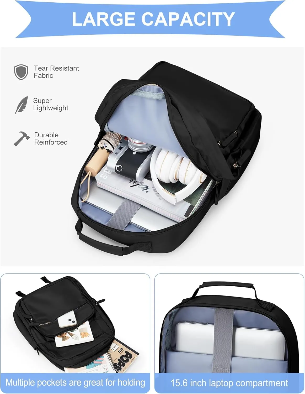 wepadre Backpack For School Women Men School Bag Aesthetic Backpack For College School Backpacks For Teen Girls High School Backpacks With Laptop Compartment Bookbags Bagpack Black
