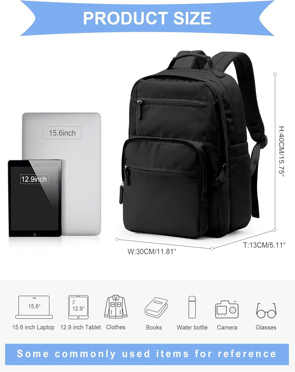 wepadre Backpack For School Women Men School Bag Aesthetic Backpack For College School Backpacks For Teen Girls High School Backpacks With Laptop Compartment Bookbags Bagpack Black