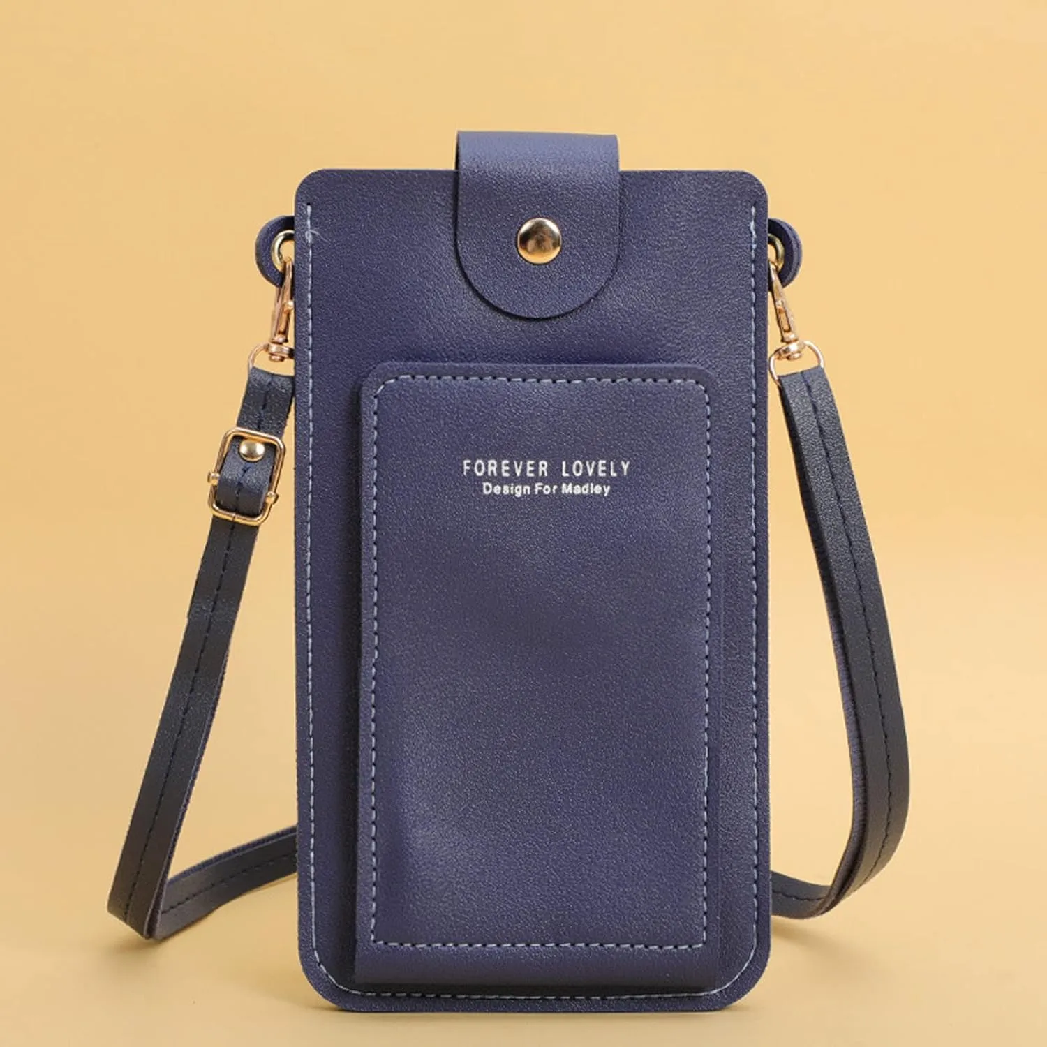 Women Artificial Leather Solid Color Hasp Transparent Operation Ccreen Phone Bag Shoulder Bag Messenger (E, One Size)