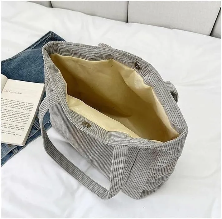 Women Corduroy Tote Bag Large Shoulder Totes Bags Casual Shopping Work Handbag