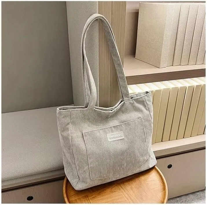Women Corduroy Tote Bag Large Shoulder Totes Bags Casual Shopping Work Handbag