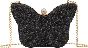 Women Elegant Butterfly Clutches Glitter Evening Bag Shoulder Bag Party Wedding Cocktail Prom Handbags