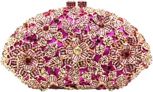 Women Evening Handbag Solid Crystal Flower Purses Chain Wedding Wallet Clutches Bags