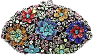 Women Evening Handbag Solid Crystal Flower Purses Chain Wedding Wallet Clutches Bags(Gray)