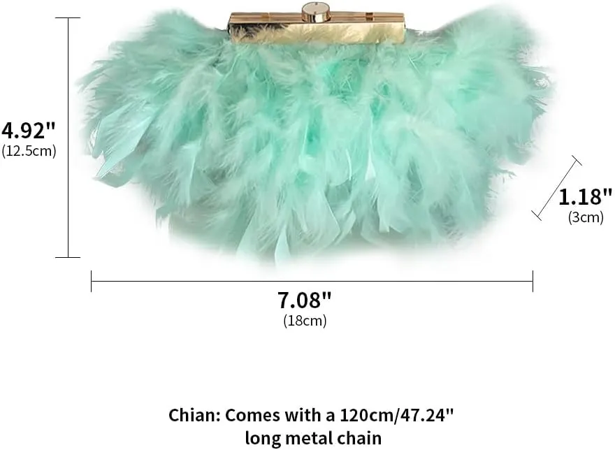Women Feather Clutch Purse Ostrich Feather Fluffy Purse Women Clutches Shoulder Crossbody Bag Evening Handbags Party